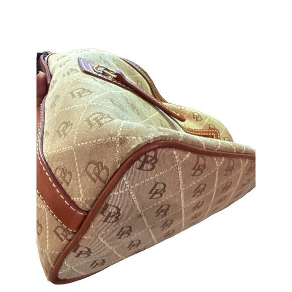 Vintage Dooney & Bourke Monogram BOHO Shoulder Bag Brown Leather Trim - Picture 7 of 11